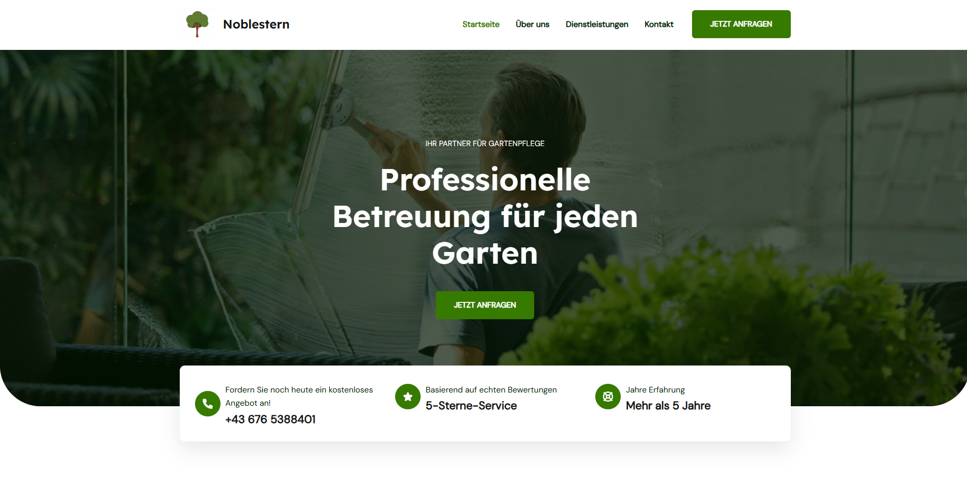 Noblestern Gartenbetreuung Website Preview